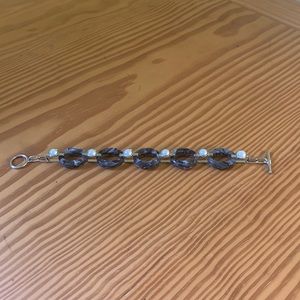 Banana Republic pearl and Grey tortoise shell bracelet.